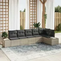 Lauko baldų komplektas Sodo Sofų Rinkinys su saugykla 6 pcs Šviesiai pilka poliratanas