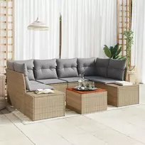 Lauko baldų komplektas Sodo Sofų Rinkinys 7 pcs Bežinė ir šviesiai pilka poliratanas