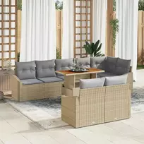 Sodo Sofų Rinkinys 9 vnt. Smėlio Poli ratanas