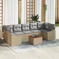 Lauko baldų komplektas Sodo Sofų Rinkinys 8 pcs Bežinė ir šviesiai pilka poliratanas