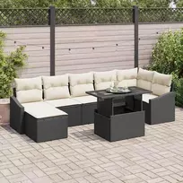 Sodo Sofų Rinkinys su pagalve 8 pcs Juoda ir kreminė