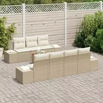 Lauko baldų komplektas Sodo Sofų Rinkinys 8 pcs Bežinė ir kreminė poliratanas