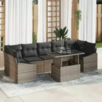 Lauko baldų komplektas Sodo Sofų Rinkinys su pagalve 8 pcs Pilka poliratanas