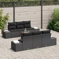 Lauko baldų komplektas Sodo Sofų Rinkinys su saugykla 7 pcs Juoda poliratanas