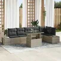 Lauko baldų komplektas Sodo Sofų Rinkinys 7 pcs Šviesiai pilka Poli ratanas