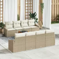Lauko baldų komplektas Sodo Sofų Rinkinys 9 pcs Bežinė ir kreminė poliratanas