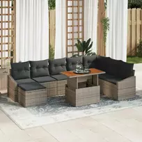 Lauko baldų komplektas Sodo Sofų Rinkinys su saugykla 9 pcs Pilka Poli ratanas