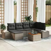 Lauko baldų komplektas Sodo Sofų Rinkinys 7 pcs Pilka