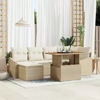 Sodo Sofų Rinkinys su saugykla 7 pcs Smėlio Poli ratanas