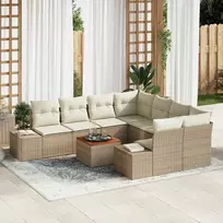 Lauko baldų komplektas Sodo Sofų Rinkinys 9 pcs Bežinė ir kreminė poliratanas