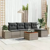 Lauko baldų komplektas Sodo Sofų Rinkinys su saugykla 6 pcs Pilka poliratanas