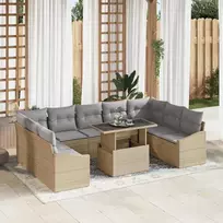 Sodo Sofų Rinkinys su pagalve 10 pcs Bežinė ir šviesiai pilka