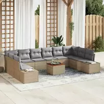 Lauko baldų komplektas Sodo Sofų Rinkinys 11 pcs smėlio ir šviesiai pilkos spalvos