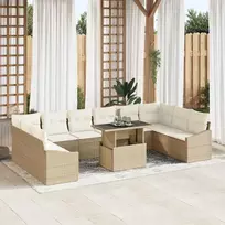 Sodo Sofų Rinkinys su pagalve 11 pcs Bežinė ir kreminė