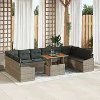 Sodo Sofų Rinkinys su saugykla 11 pcs Pilka Poli ratanas
