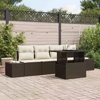 Sodo Sofų Rinkinys su pagalve 5 pcs Ruda ir grietinėlė