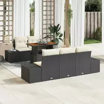 Lauko baldų komplektas Sodo Sofų Rinkinys su saugykla 6 pcs Juoda Poli ratanas
