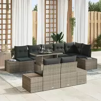 Sodo Sofų Rinkinys su saugykla 9 pcs Pilka Poli ratanas