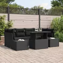 Sodo Sofų Rinkinys su pagalve 7 pcs Juoda