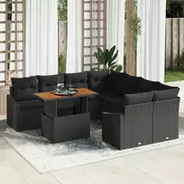 Lauko baldų komplektas Sodo Sofų Rinkinys su saugykla 9 pcs Juoda Poli ratanas