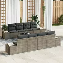 Lauko baldų komplektas Sodo Sofų Rinkinys su pagalve 8 pcs Pilka poliratanas
