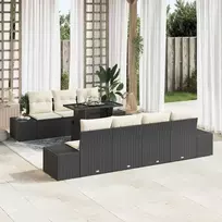 Sodo Sofų Rinkinys su pagalve 8 pcs Juoda ir kreminė