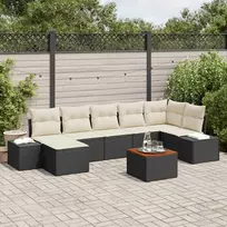 Lauko baldų komplektas Sodo Sofų Rinkinys 8 pcs Juoda ir balta