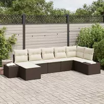 Lauko baldų komplektas Sodo Sofų Rinkinys su pagalve 7 pcs Ruda Poli ratanas