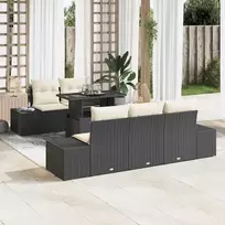 Sodo Sofų Rinkinys su pagalve su pagalve 6 pcs Juoda ir kreminė