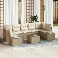 Lauko baldų komplektas Sodo Sofų Rinkinys 8 pcs Bežinė ir kreminė poliratanas