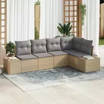 Lauko baldų komplektas Sodo Sofų Rinkinys 5 pcs Bežinė ir šviesiai pilka poliratanas