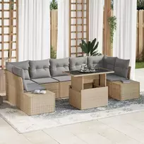 Sodo Sofų Rinkinys su pagalve 8 pcs Bežinė ir šviesiai pilka