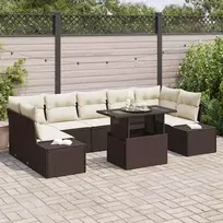Sodo Sofų Rinkinys su pagalve 8 pcs Ruda ir grietinėlė