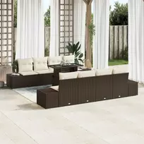Sodo Sofų Rinkinys su pagalve 9 pcs Ruda ir grietinėlė