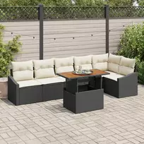 Lauko baldų komplektas Sodo Sofų Rinkinys su saugykla 7 pcs Juoda Poli ratanas