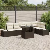 Lauko baldų komplektas Sodo Sofų Rinkinys su saugykla 7 pcs Ruda Poli ratanas