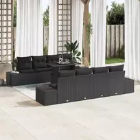 Sodo Sofų Rinkinys su pagalve su saugykla 9 pcs Juoda