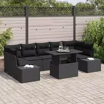 Sodo Sofų Rinkinys su pagalve 8 pcs Juoda