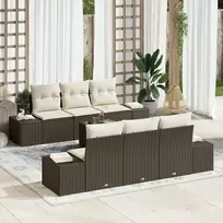 Lauko baldų komplektas Sodo Sofų Rinkinys 8 pcs Ruda ir grietinėlė poliratanas