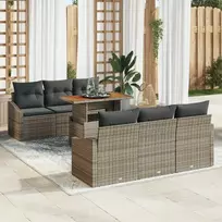 Lauko baldų komplektas Sodo Sofų Rinkinys su saugykla 7 pcs Pilka Poli ratanas