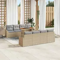 Lauko baldų komplektas Sodo Sofų Rinkinys su saugykla 9 pcs Smėlio Poli ratanas