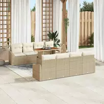 Lauko baldų komplektas Sodo Sofų Rinkinys su saugykla 9 pcs Smėlio Poli ratanas