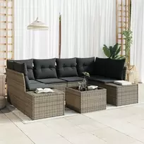 Lauko baldų komplektas Sodo Sofų Rinkinys su pagalve 8 pcs Pilka poliratanas
