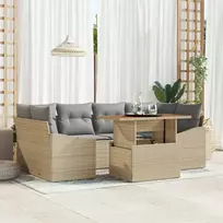 Lauko baldų komplektas Sodo Sofų Rinkinys su saugykla 7 pcs Smėlio Poli ratanas