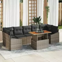 Sodo Sofų Rinkinys su saugykla 8 pcs Pilka