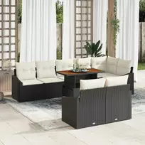Lauko baldų komplektas Sodo Sofų Rinkinys su saugykla 9 pcs Juoda Poli ratanas