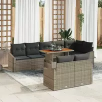 Sodo Sofų Rinkinys su saugykla 9 pcs Pilka Poli ratanas