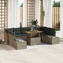 Lauko baldų komplektas Sodo Sofų Rinkinys su saugykla 10 pcs Pilka Poli ratanas
