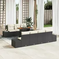Lauko baldų komplektas Sodo Sofų Rinkinys su saugykla 8 pcs Juoda Poli ratanas
