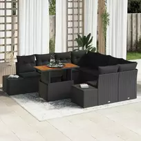 Lauko baldų komplektas Sodo Sofų Rinkinys su saugykla 9 pcs Juoda Poli ratanas